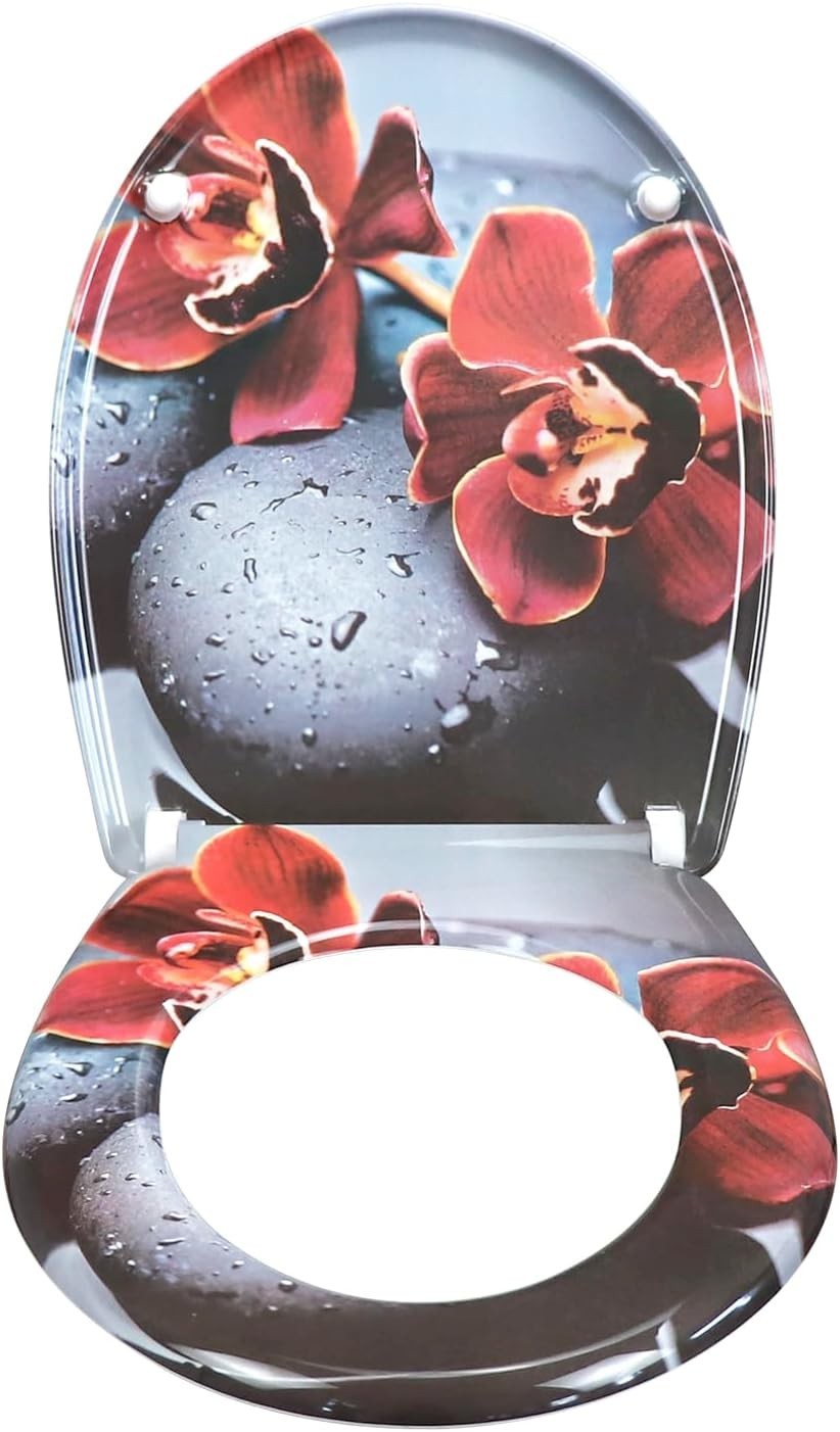 Quick Release Soft Close Toilet Seat Top Fixing Colourful Patterns 45x37cm