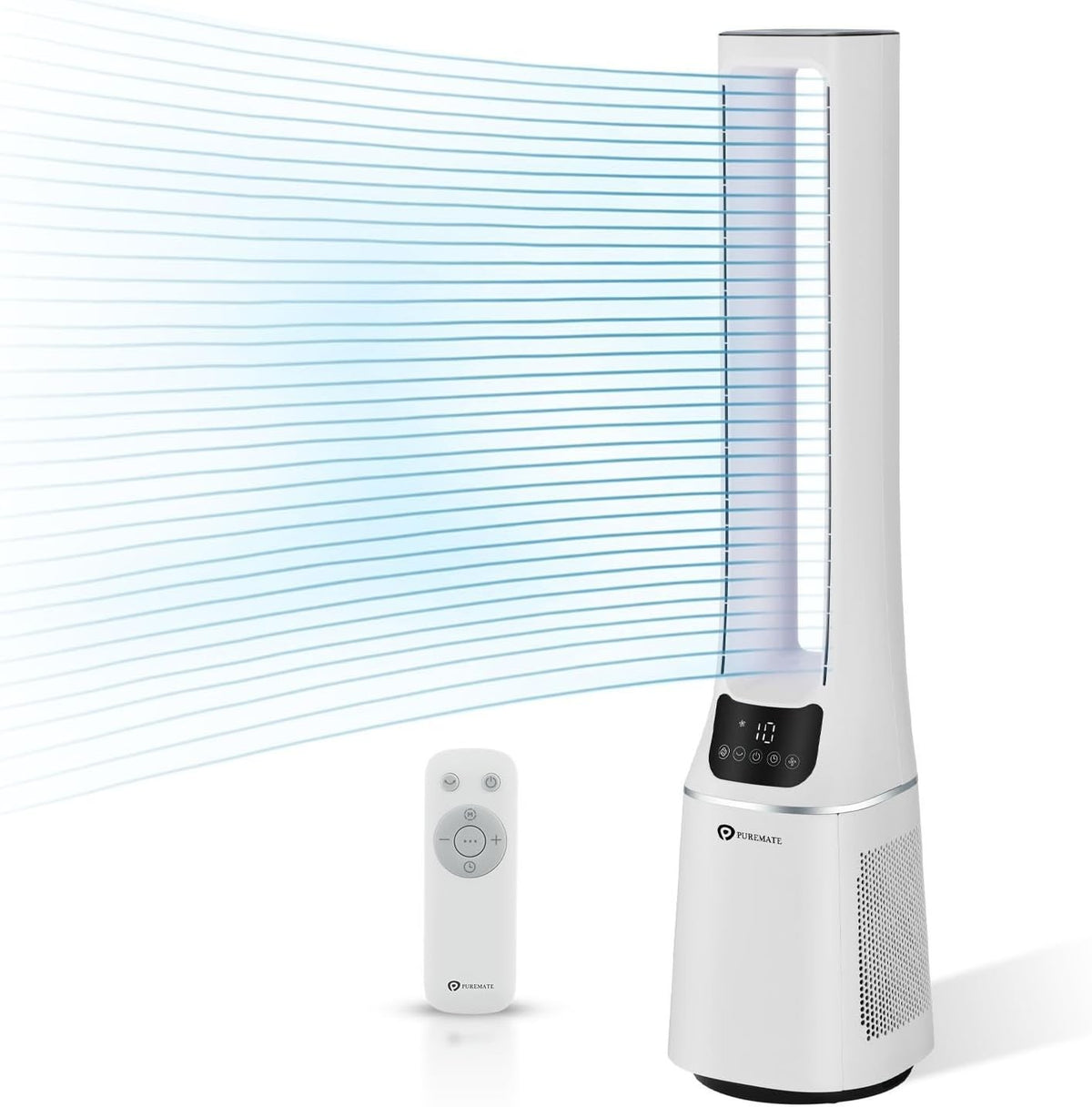 42-Inch Bladeless Tower Fan with HEPA Filter – 10 Speed Air Purifier & Remote