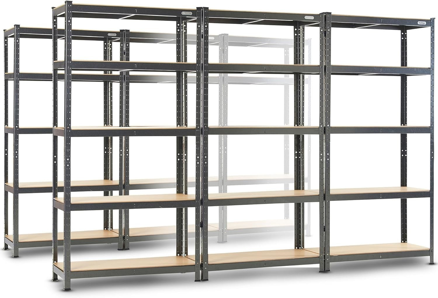5-Pack 5-Tier Garage Shelves 180x90x40cm Heavy-Duty Adjustable Black Steel