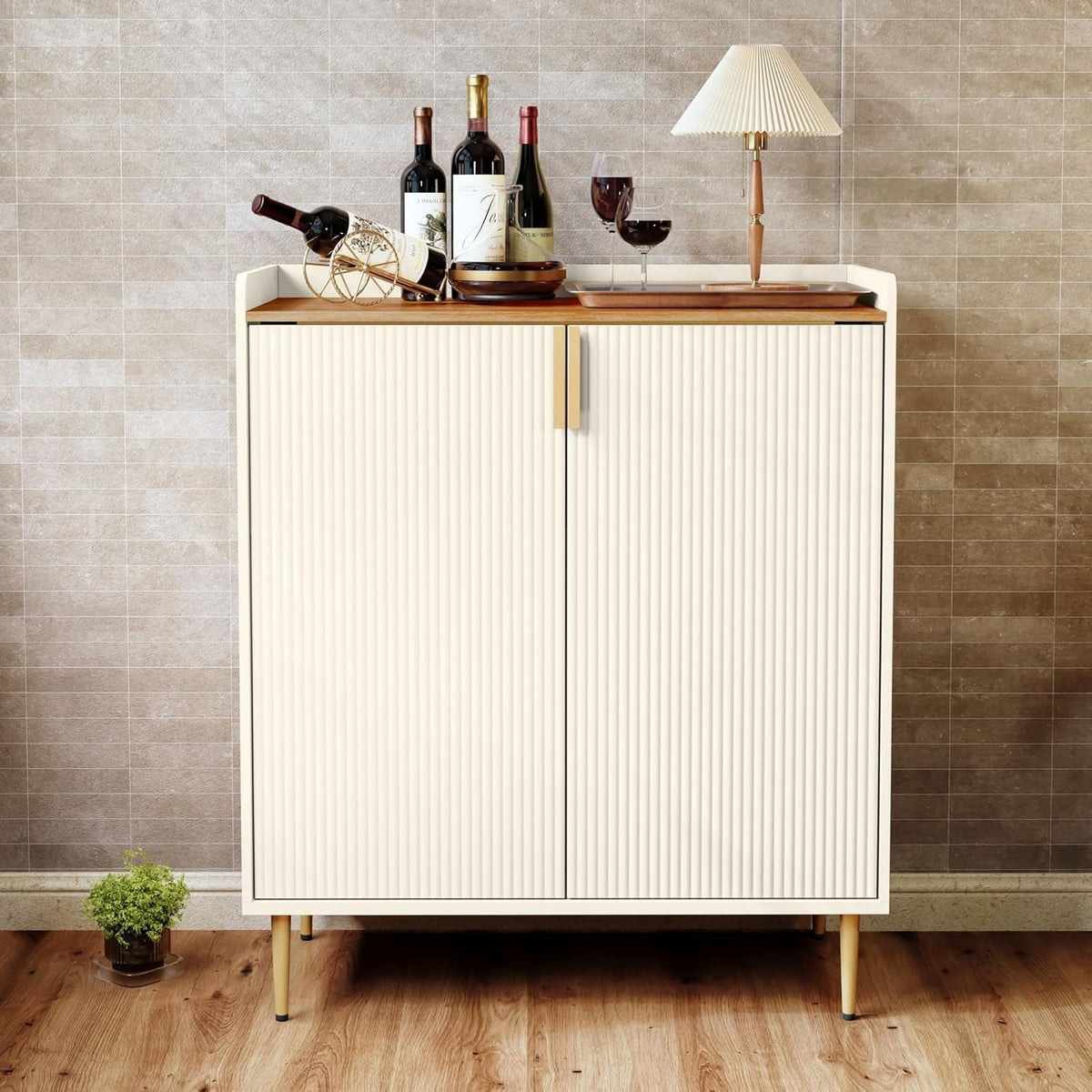 Modern White Drinks Cabinet with Wine Rack & Glass Holders – Sideboard Bar Unit