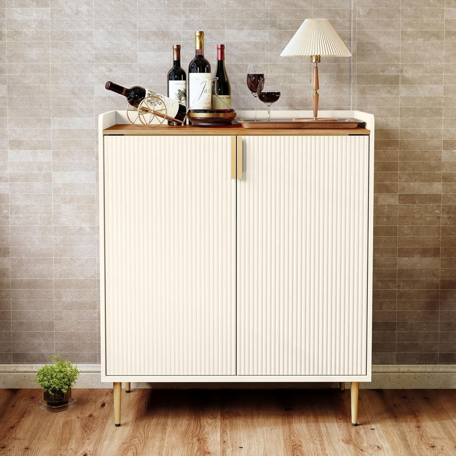 Modern White Drinks Cabinet with Wine Rack & Glass Holders – Sideboard Bar Unit
