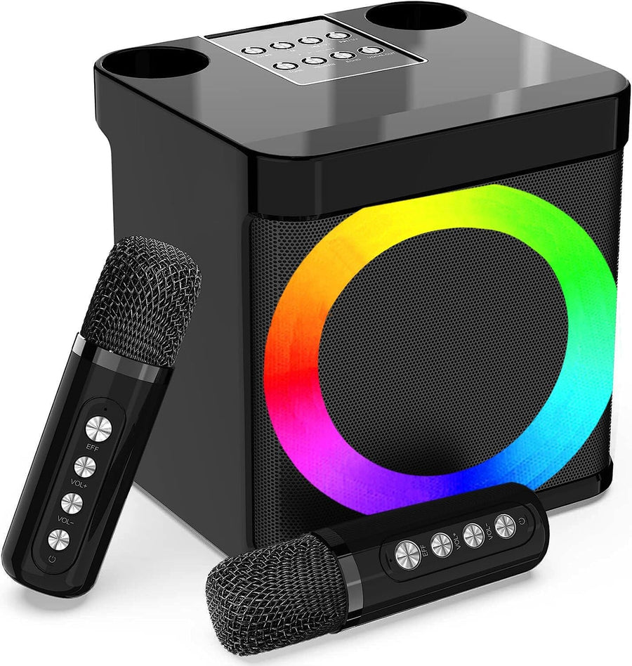 Portable Bluetooth Karaoke Machine PA Speaker 2 Wireless Mics