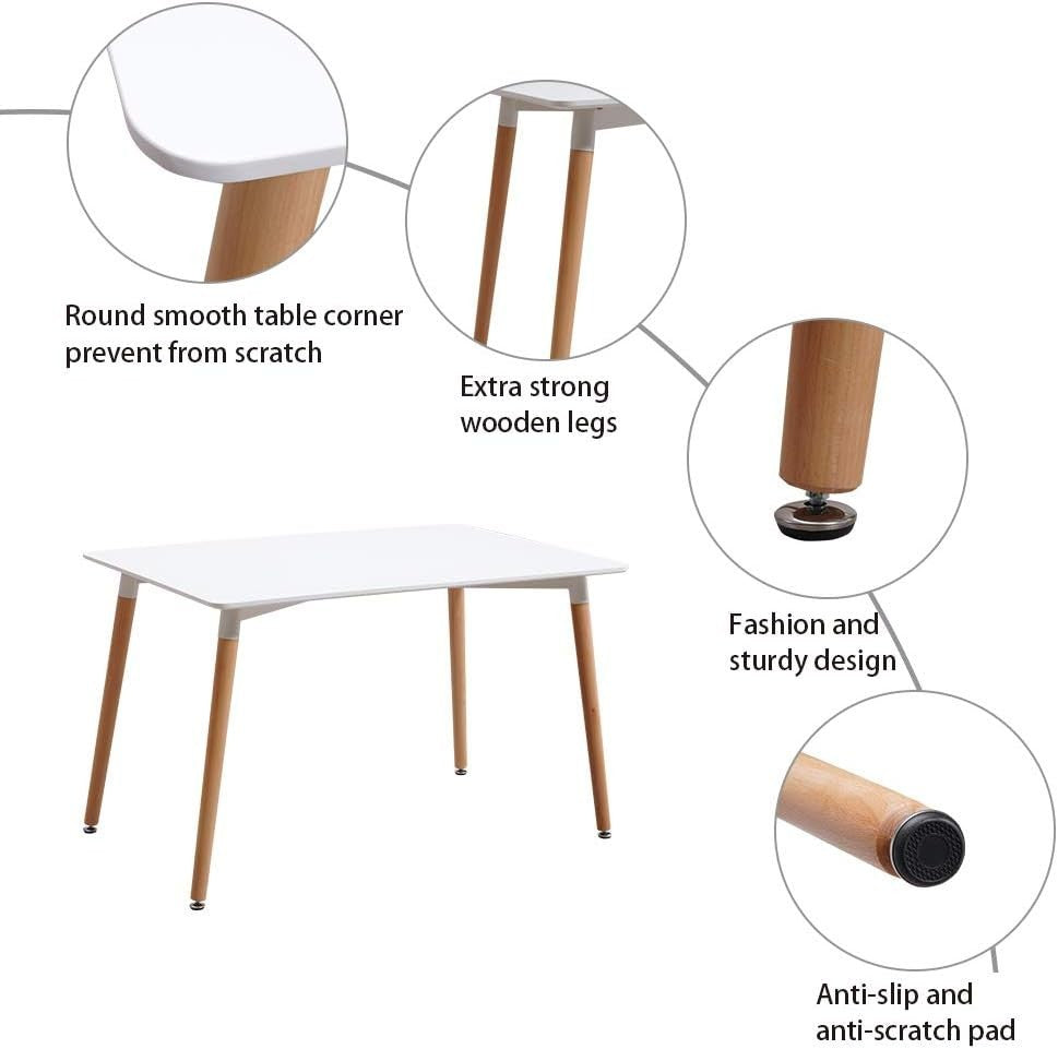 Modern Retro Dining Table & 4 Patchwork Chairs Set | Solid Wood Kitchen