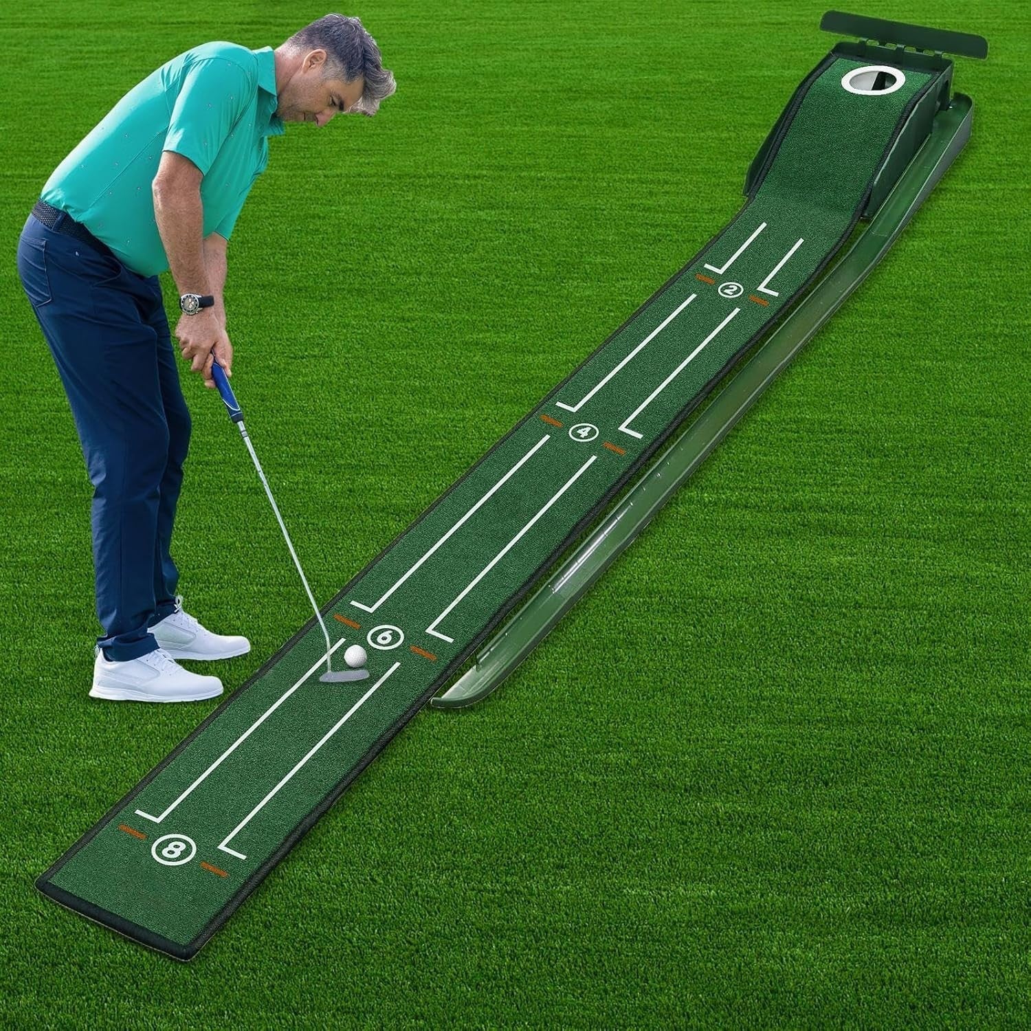 Golf Putting Mat Indoor Auto Ball Return Training Aid Home Office