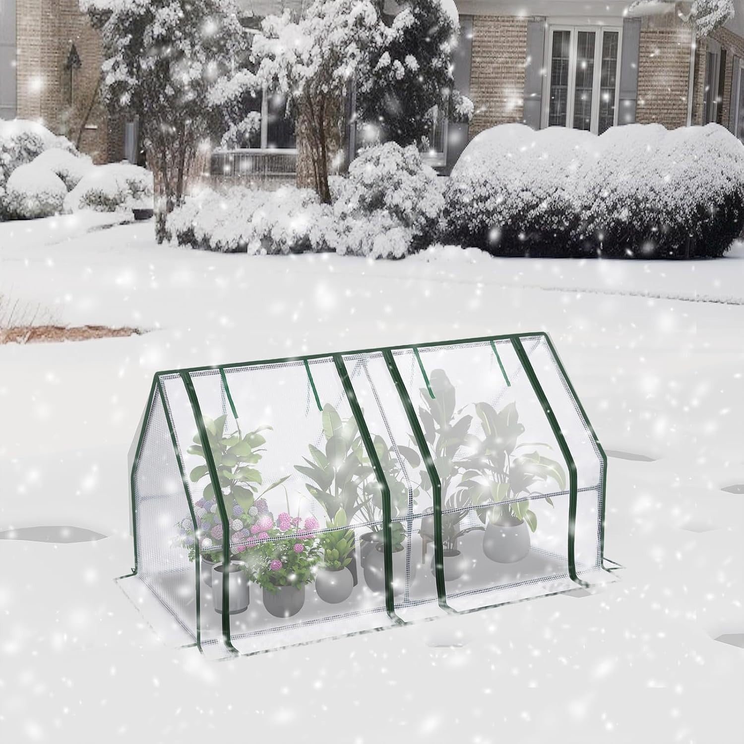 Large Mini Garden Greenhouse 180x90x90cm White PE Cover with Roll-Up Windows