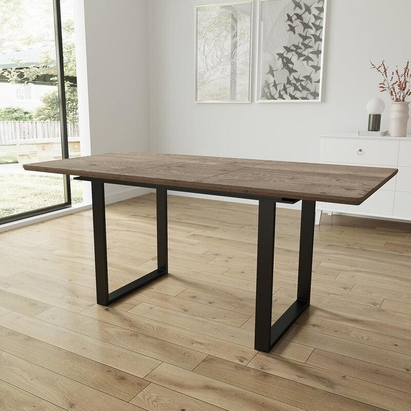 180cm Extending Dining Table Set with 4 Boucle Chairs Modern Wood Look