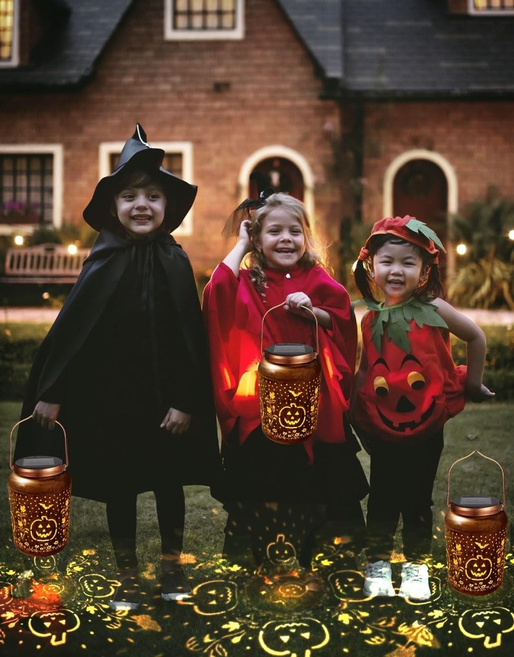Halloween Pumpkin Solar Lantern Outdoor LED Garden Decor