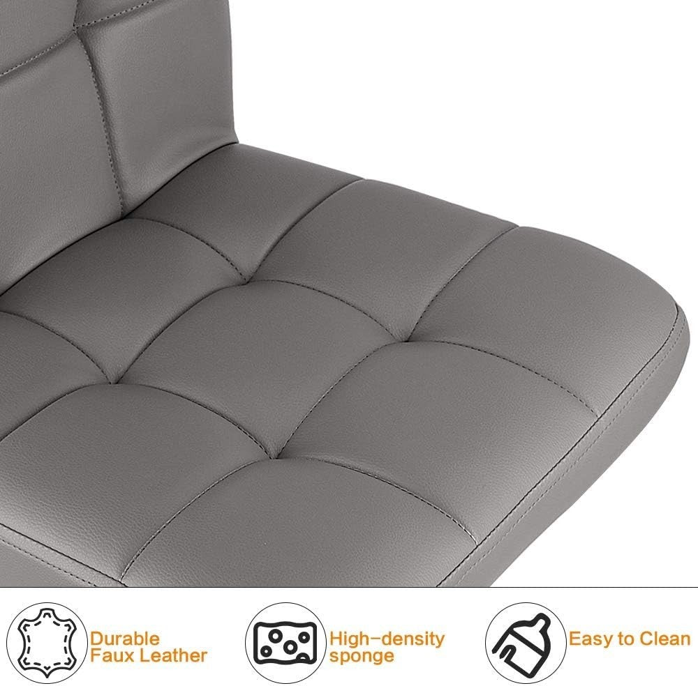 Adjustable Swivel Bar Stools Set of 2 Faux Leather Counter Chairs Grey