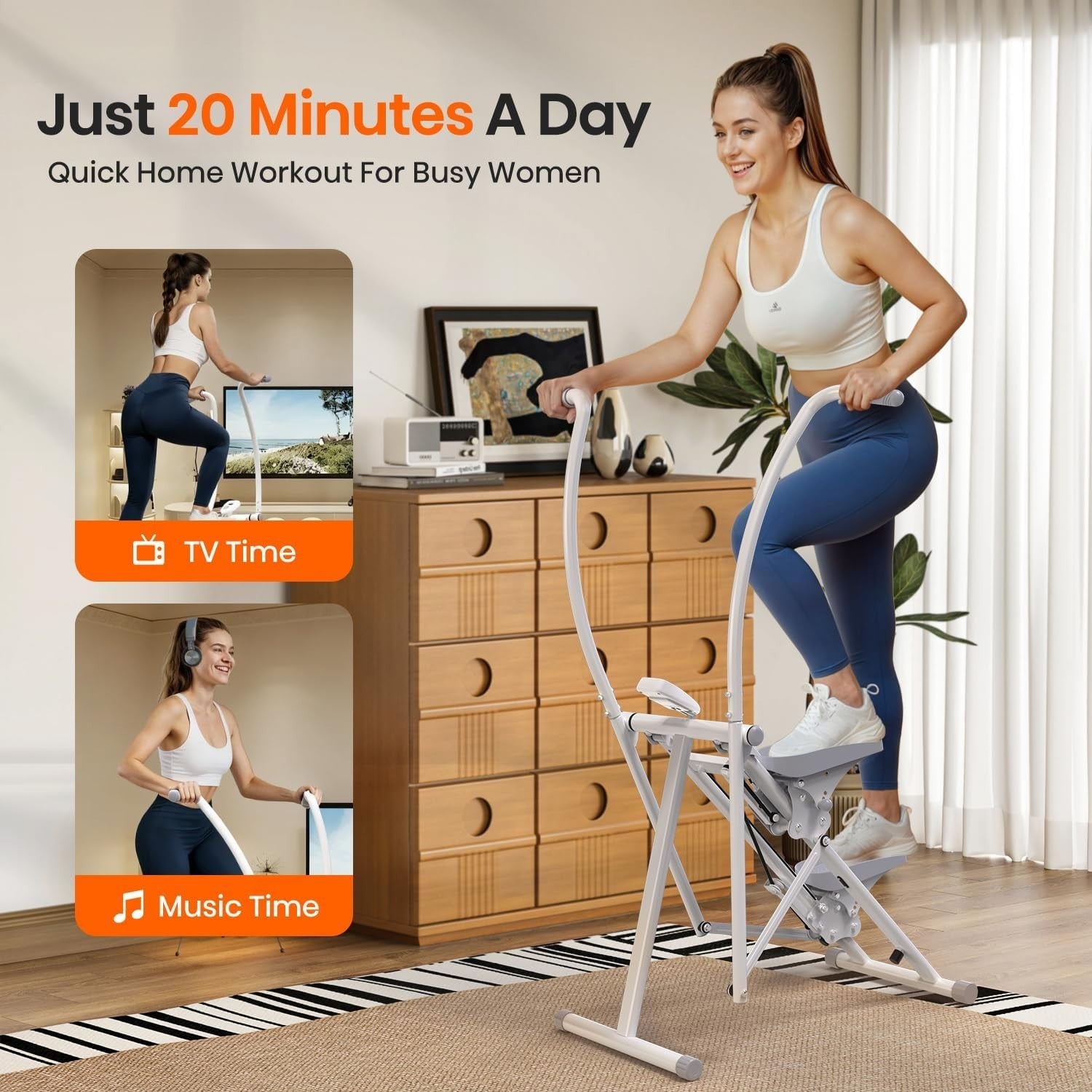 Dual-Action Stair Stepper w/ Moving Handlebars, 3 Pedal Angles & LCD Monitor