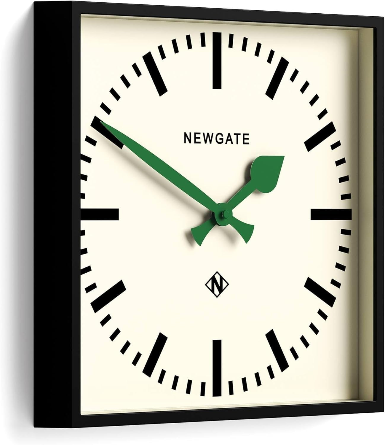 40cm Silent Retro Square Wall Clock Green Hands Modern Kitchen Office Decor