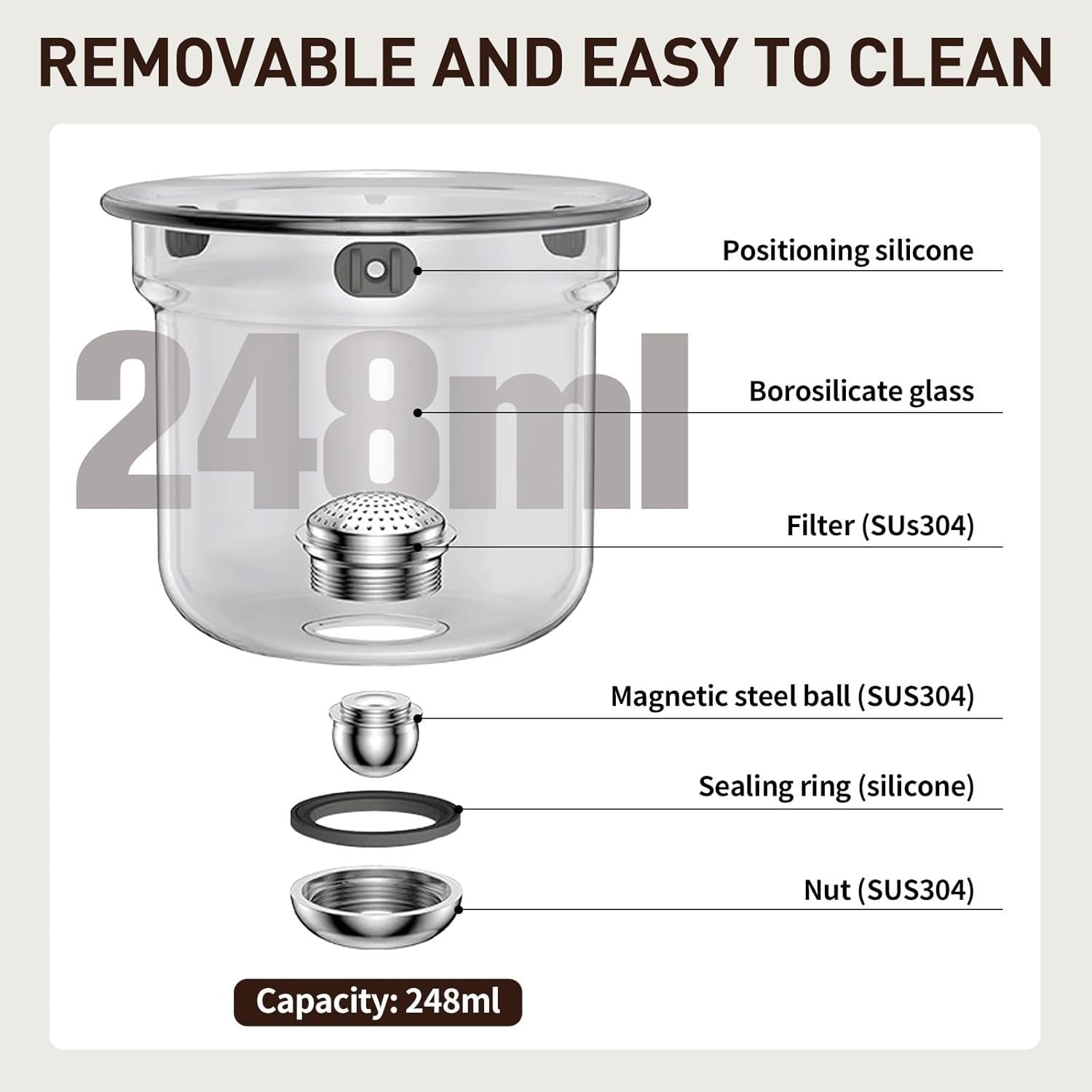 Glass Teapot with Infuser 800ml Tea Water Separation Tea Coffee Pot