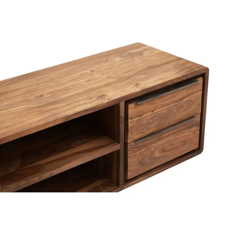 Solid Sheesham Acacia Wood TV Unit – Rustic Media Console Cabinet 175cm
