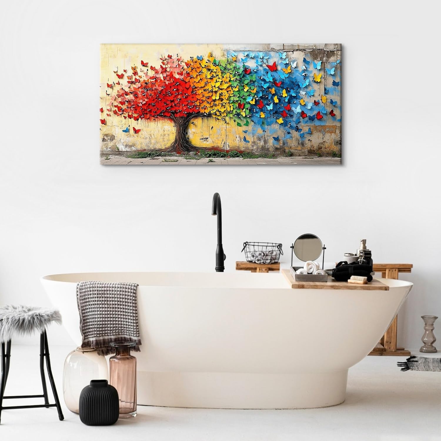 Large Colorful Tree of Life Canvas Wall Art 20x40