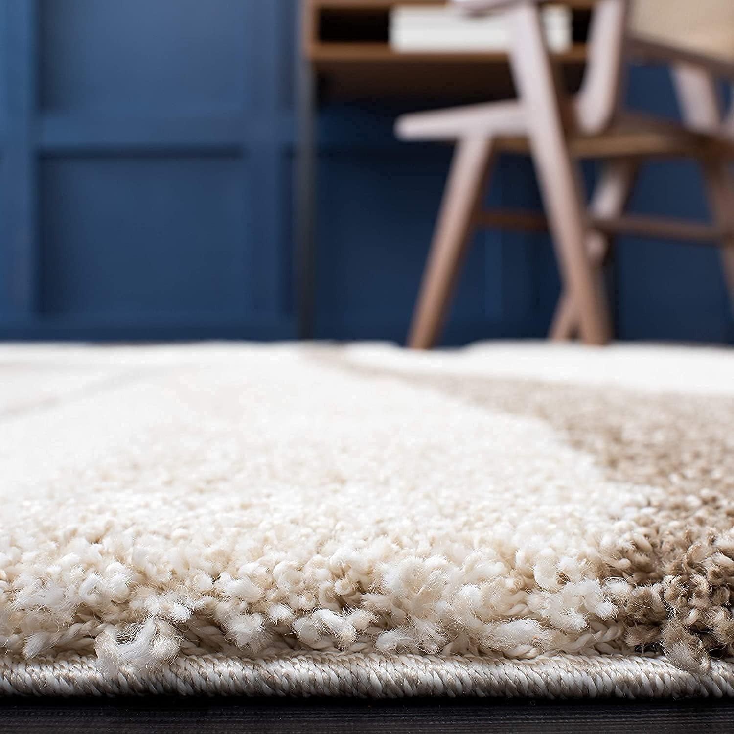 Beige Shaggy Area Rug 240x300cm Thick Soft Pile Anti Slip Luxury Floor Carpet