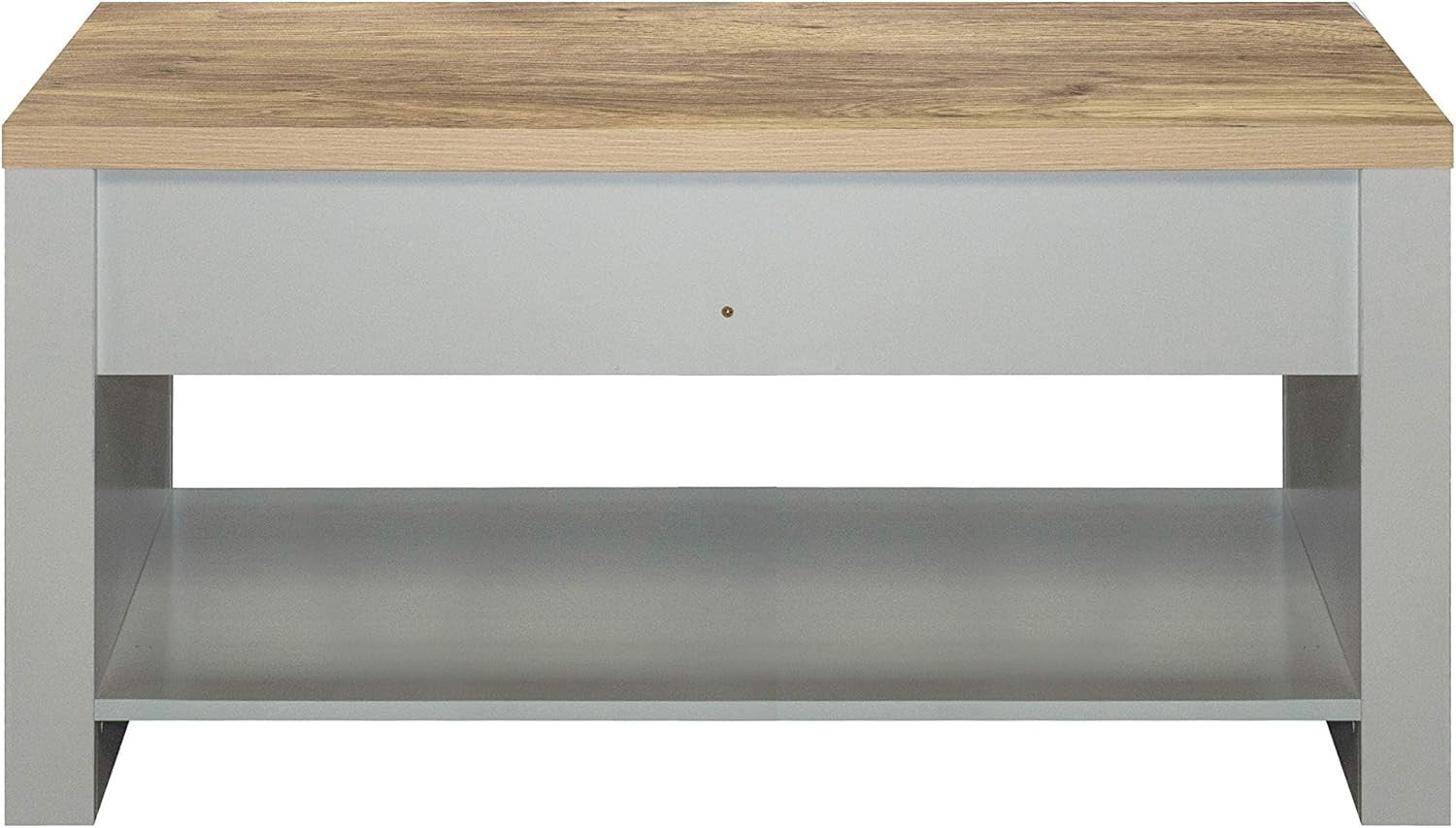 Farmhouse Grey & Oak Coffee Table 2 Drawer Storage Shelf Modern Rustic Style
