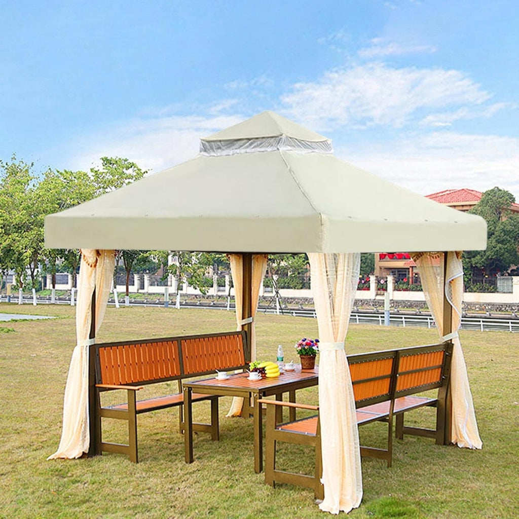 10x10Ft Double Layer Gazebo Canopy Waterproof Outdoor Patio Cover