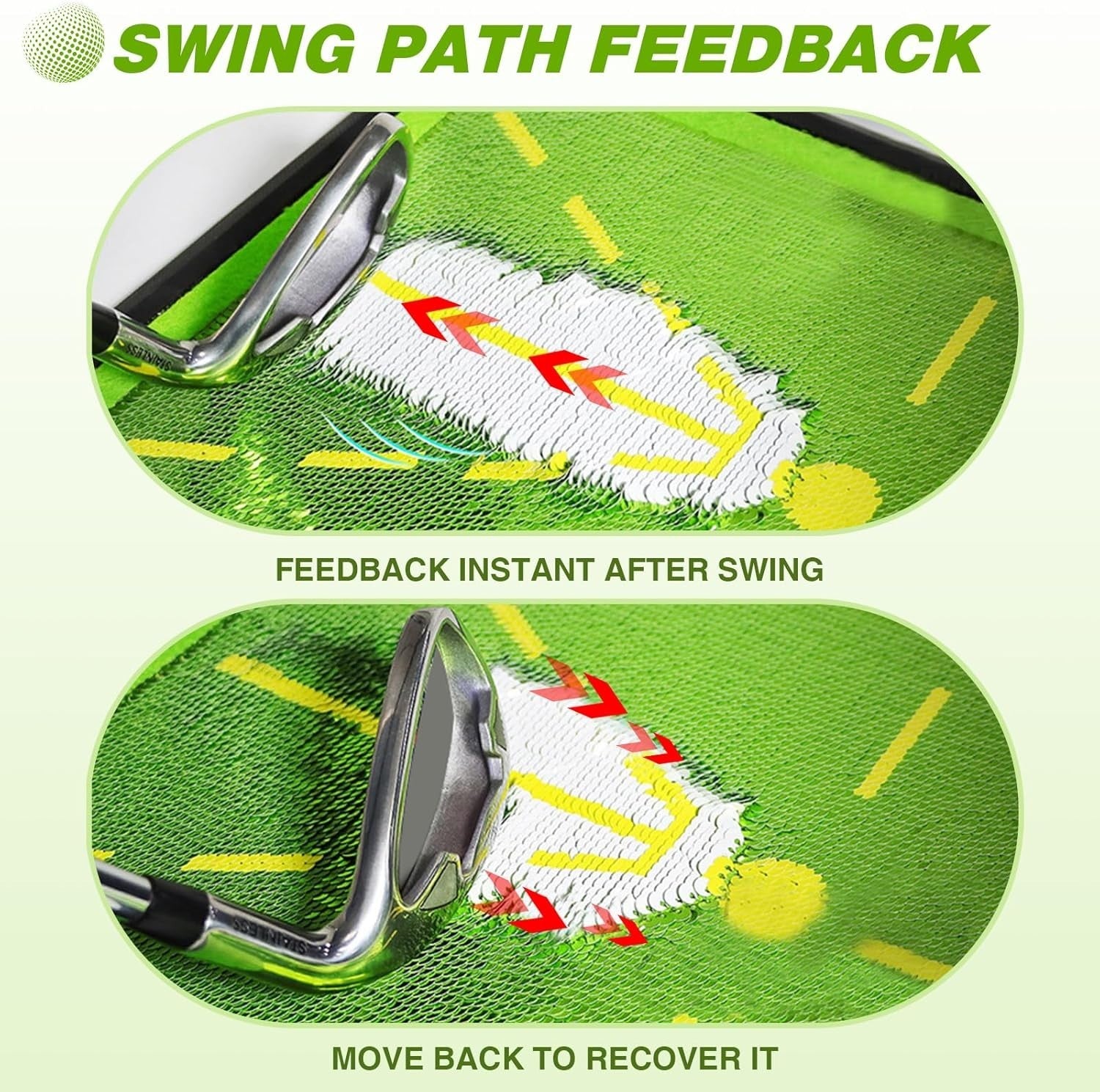 Golf Swing Path Training Mat Indoor Outdoor Practice Feedback Rubber Base