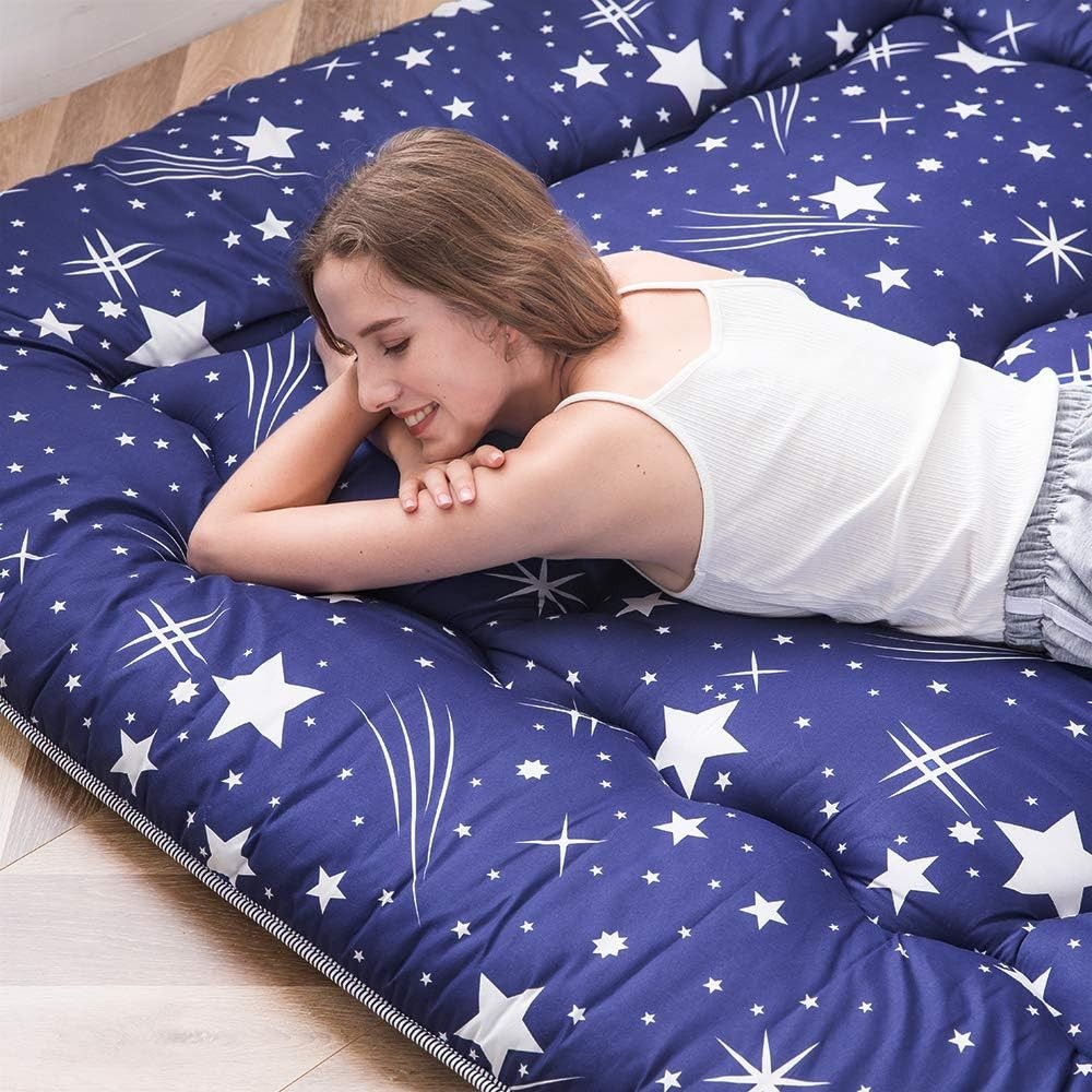 King Size Floor Futon Mattress Portable Camping Sleeping Pad with Pillow Top