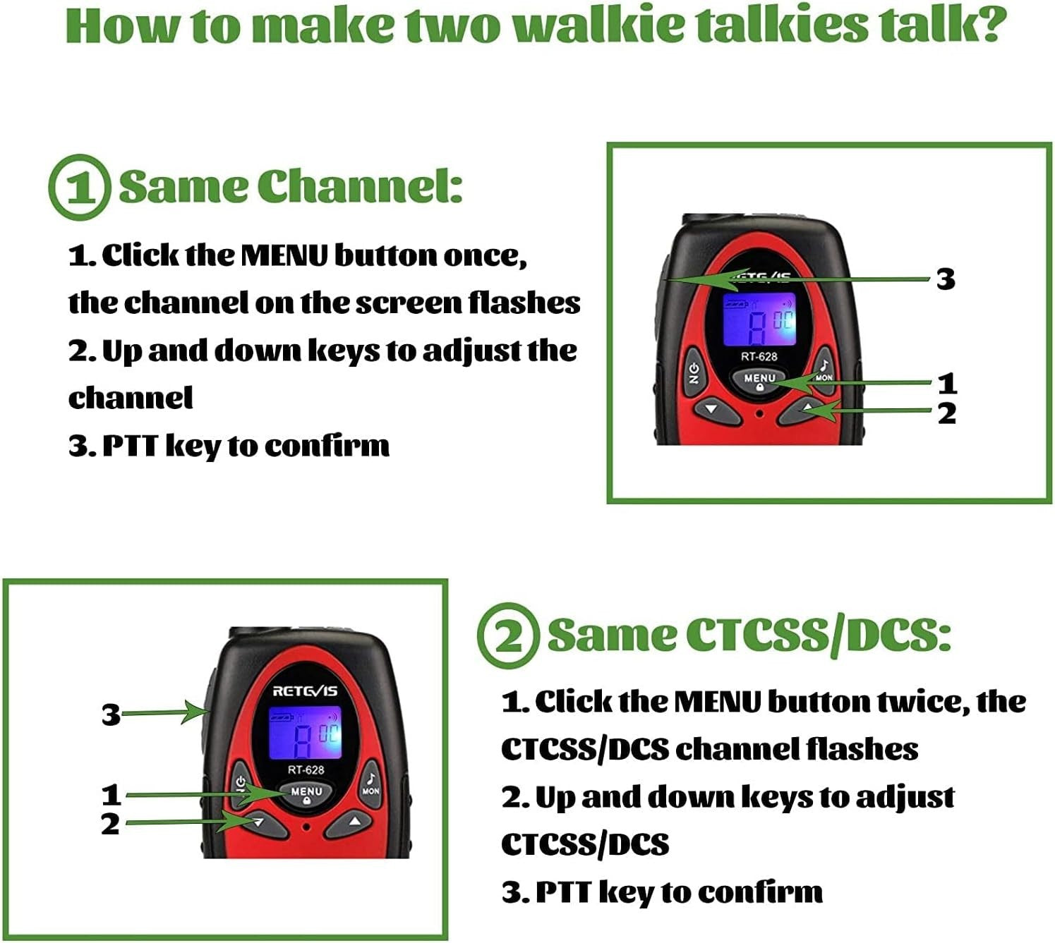 Kids Walkie Talkies Rechargeable 2 Pack VOX 8 Channel Gift Red