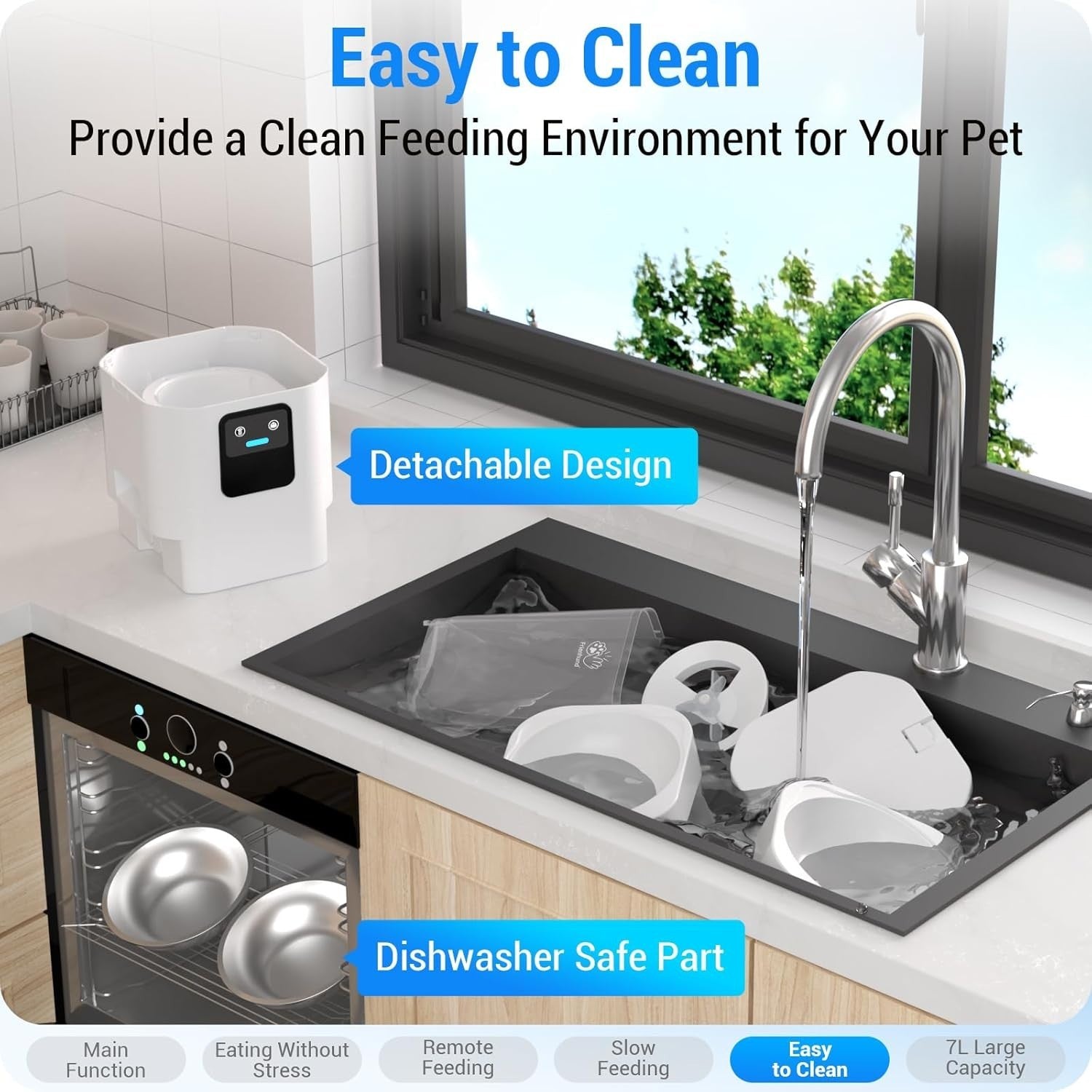 Automatic Cat Feeder 2 Cats WiFi App Control 7L Dual Bowl Alexa Feed