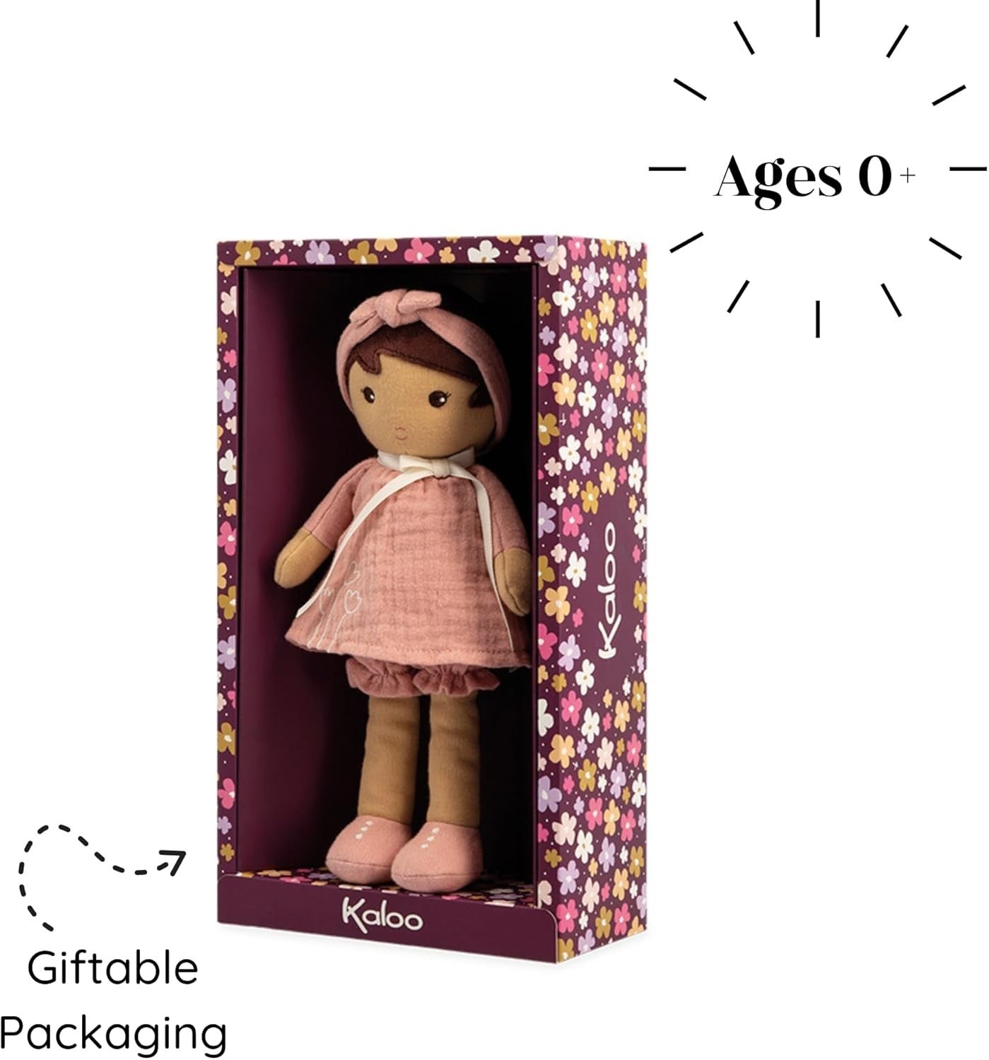 32cm Soft Fabric Baby Doll Pink Muslin Dress Personalised Ribbon Newborn Gift