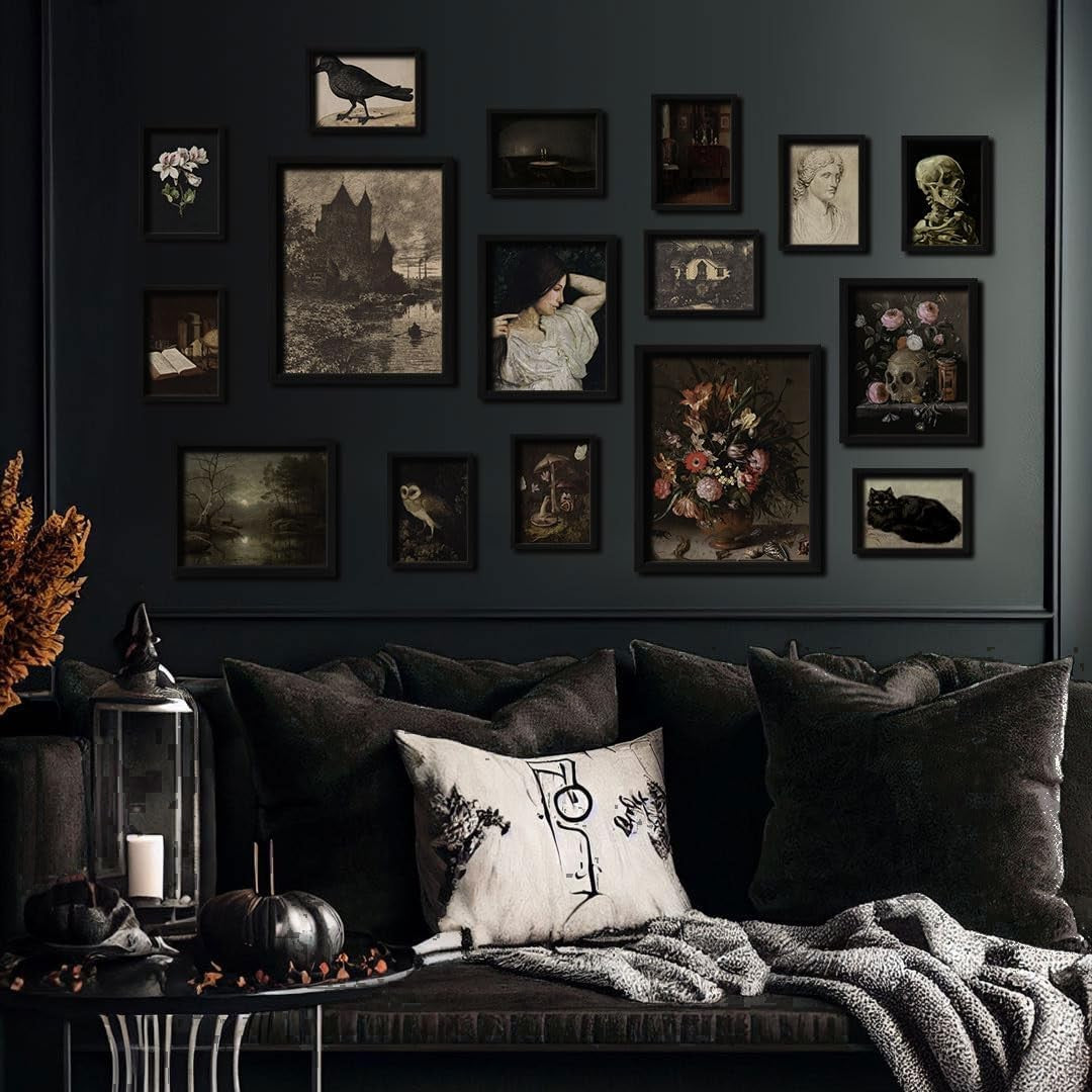 Dark Academia Wall Art Set 16PCS Gothic Gallery Prints Aesthetic Decor