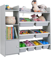 Kids Toy Storage Organizer with 8 Bins, Cabinet & Shelves, Safe & Waterproof