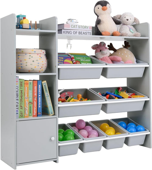Kids Toy Storage Organizer with 8 Bins, Cabinet & Shelves, Safe & Waterproof
