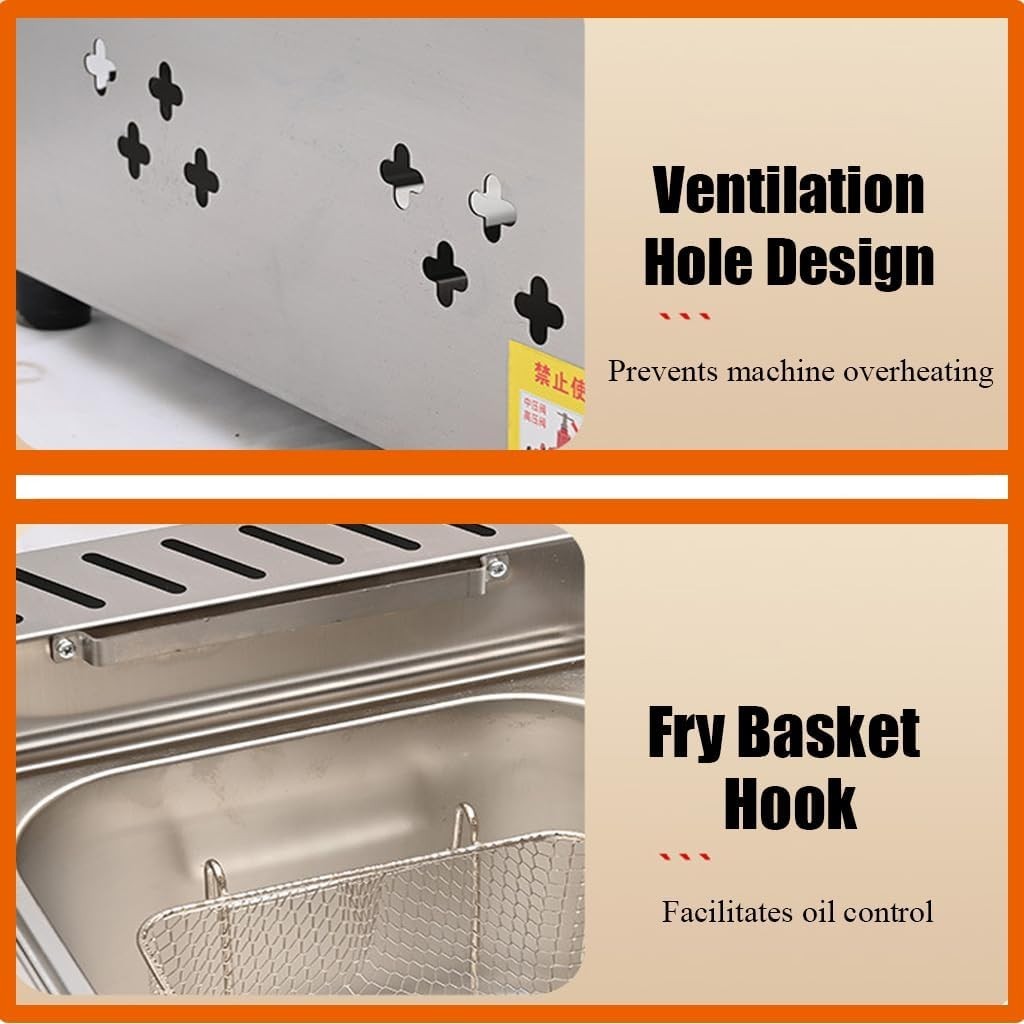 8L Methane Gas Fryer Professional Stainless Steel Fast Heat Flame Dial