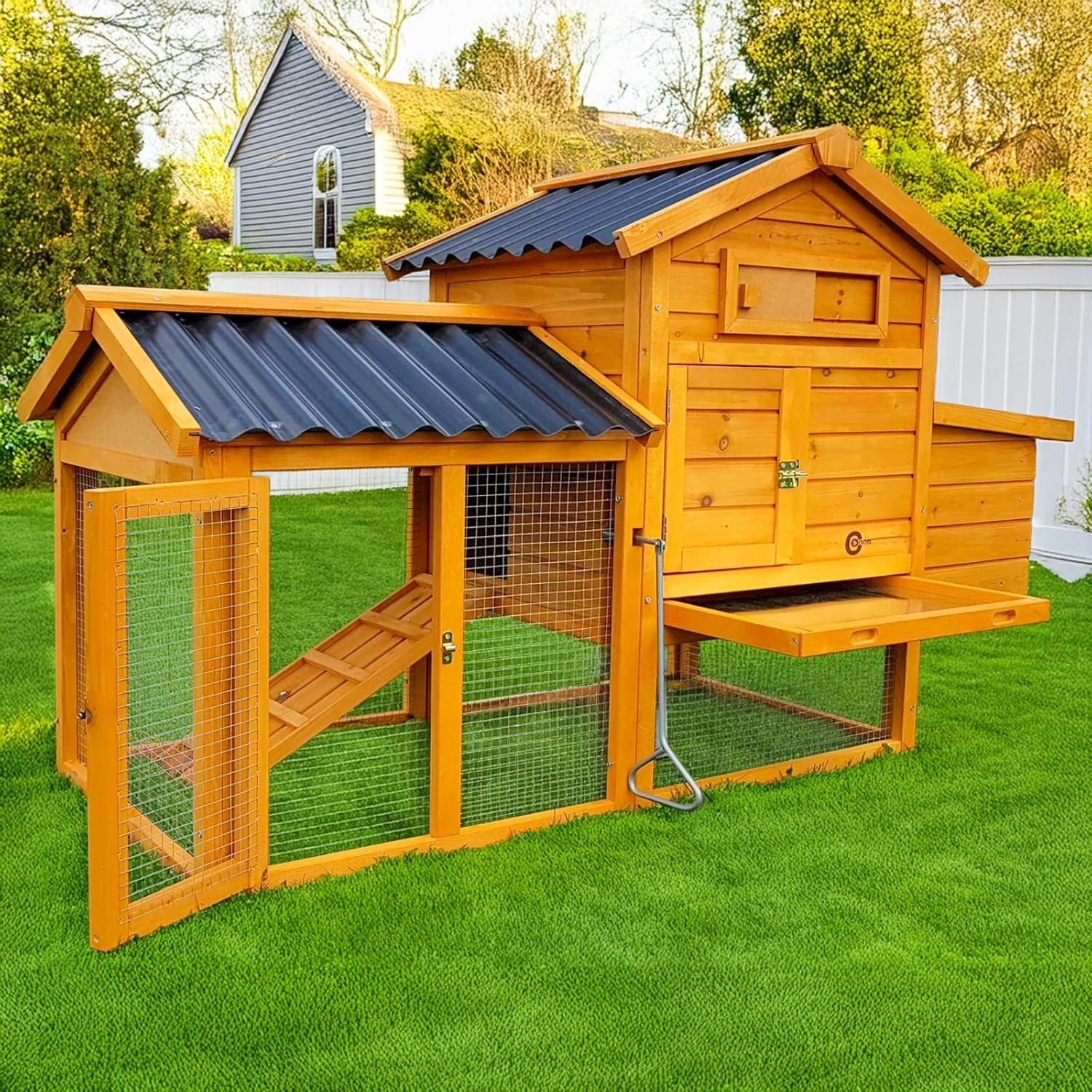 5ft Wooden Chicken Coop with Covered Run Nest Box Easy Clean 1–3 Birds