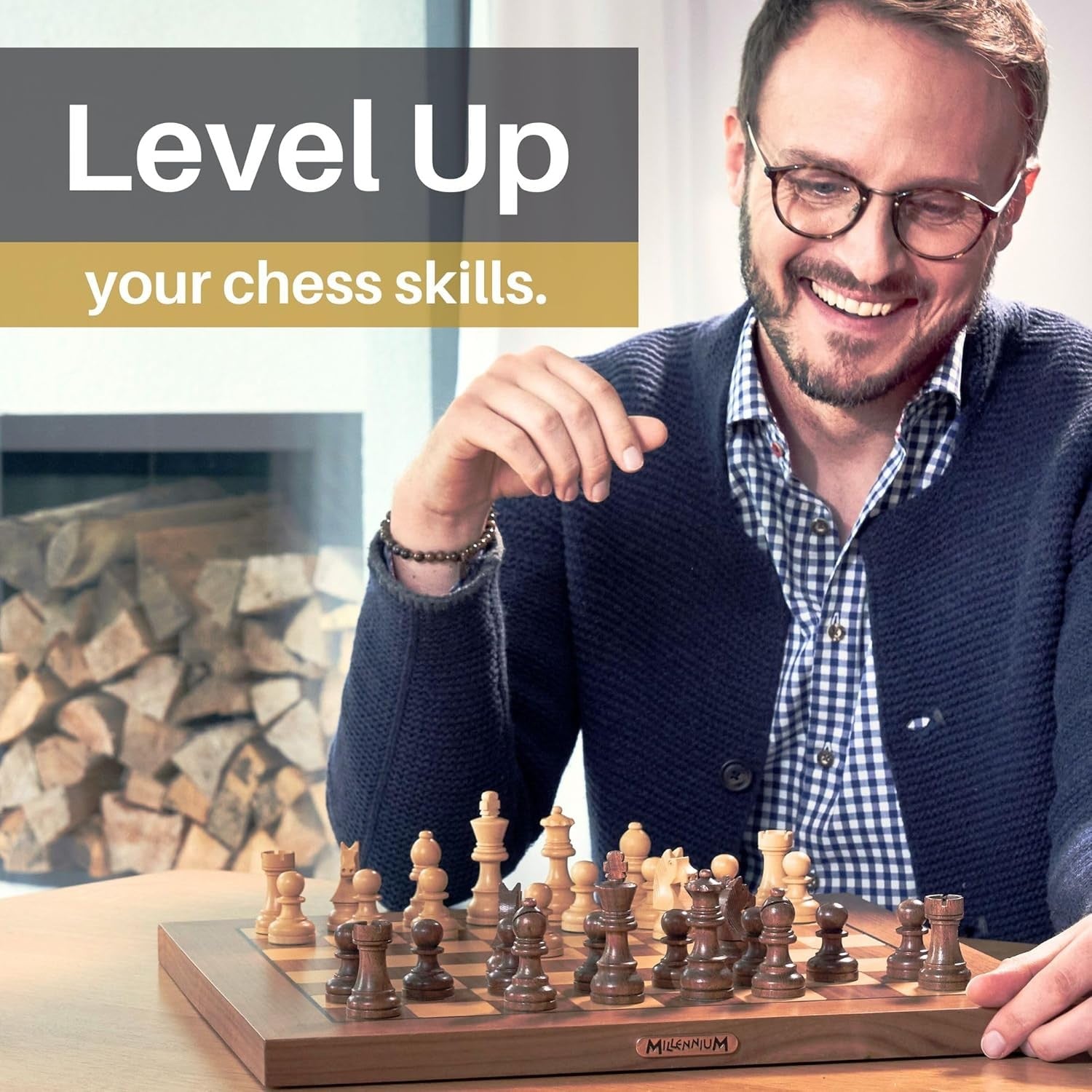 Premium Wooden Electronic Chess Set with LED Indicators & Piece Recognition