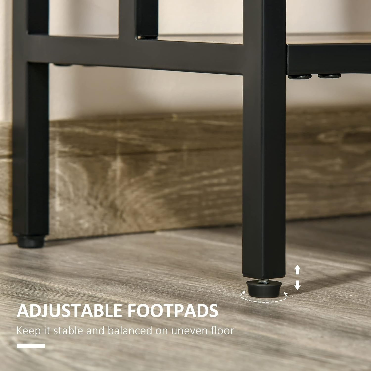 Industrial Console Table with Shelf Metal Frame | Slim Desk for Hallway