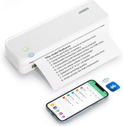 Portable Wireless Thermal Printer White | Inkless, A4, Bluetooth, Travel
