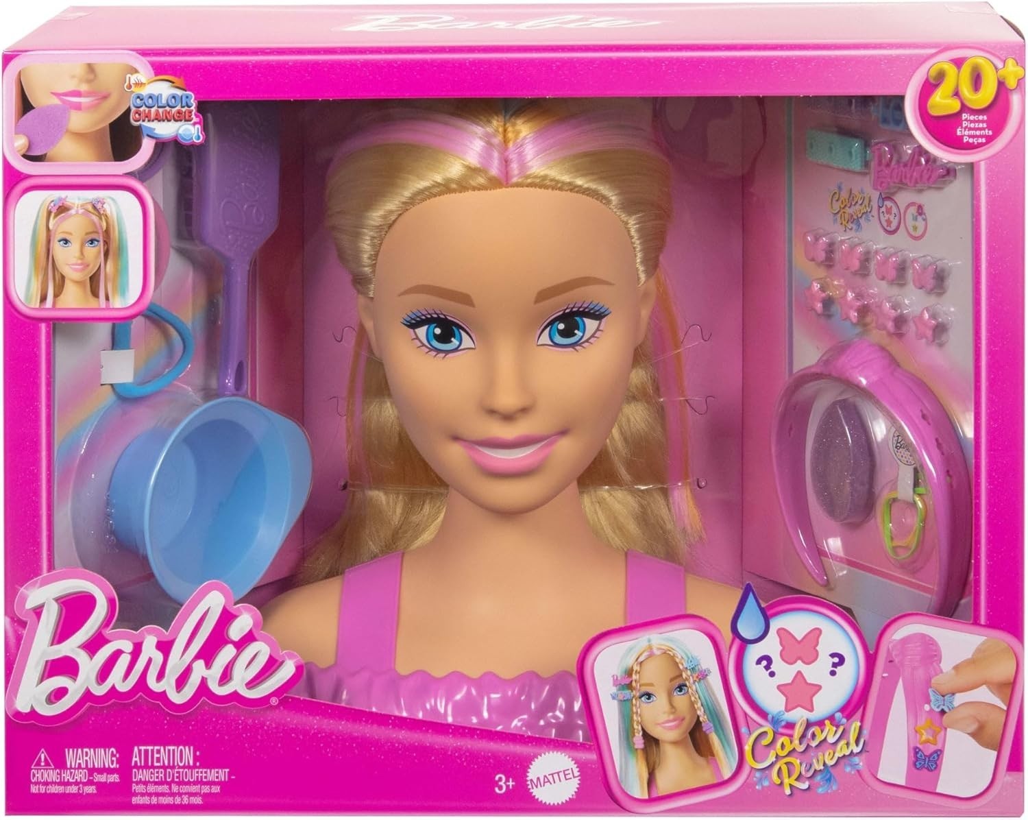 Kids Hair Styling Doll Head Playset w/ 20+ Accessories Color Change