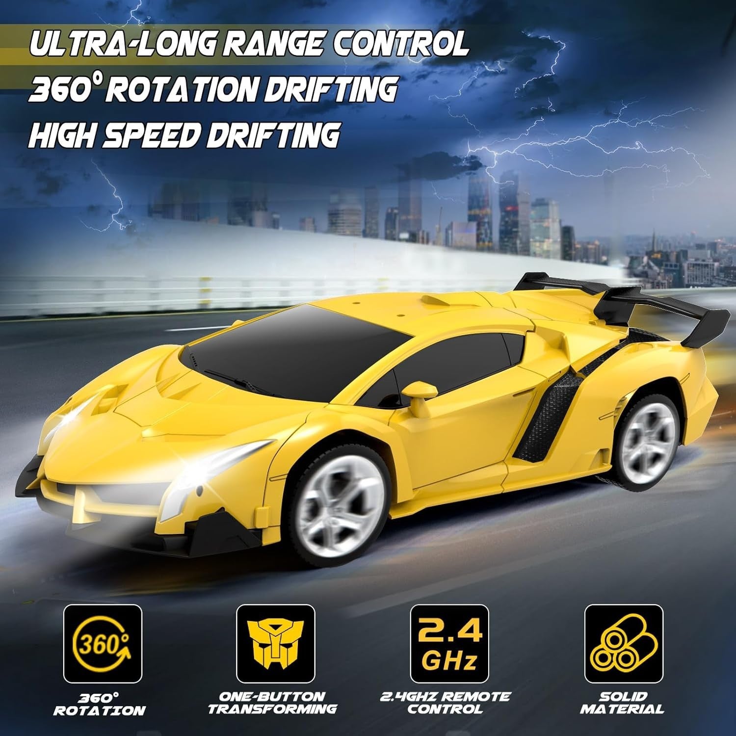 Transforming RC Car Robot Toy – Remote Control Drift Car for Kids 3-8