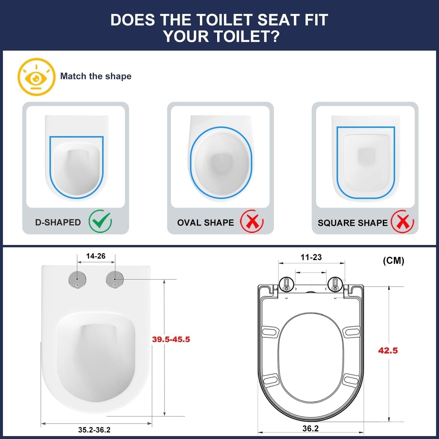 D-Shape Toilet Seat Soft Close PRO U2009B Black Duroplast 42.5x36.3cm