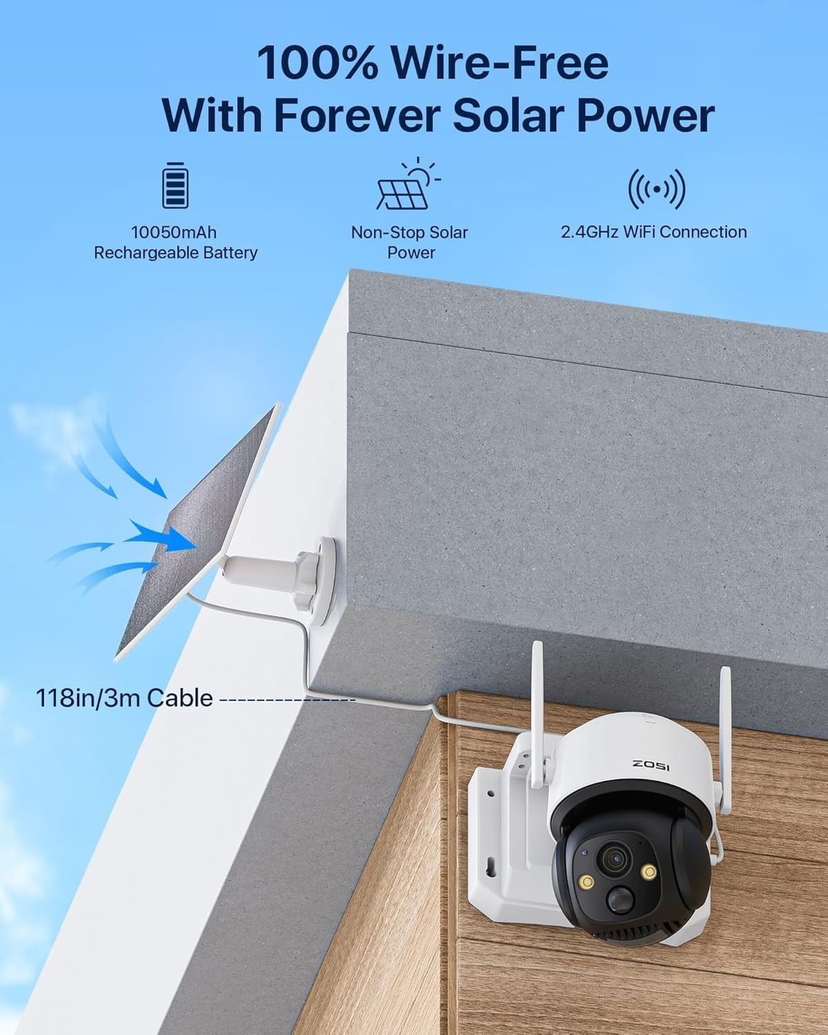 4MP Solar Security Camera Wireless PTZ Color Night Vision 32GB
