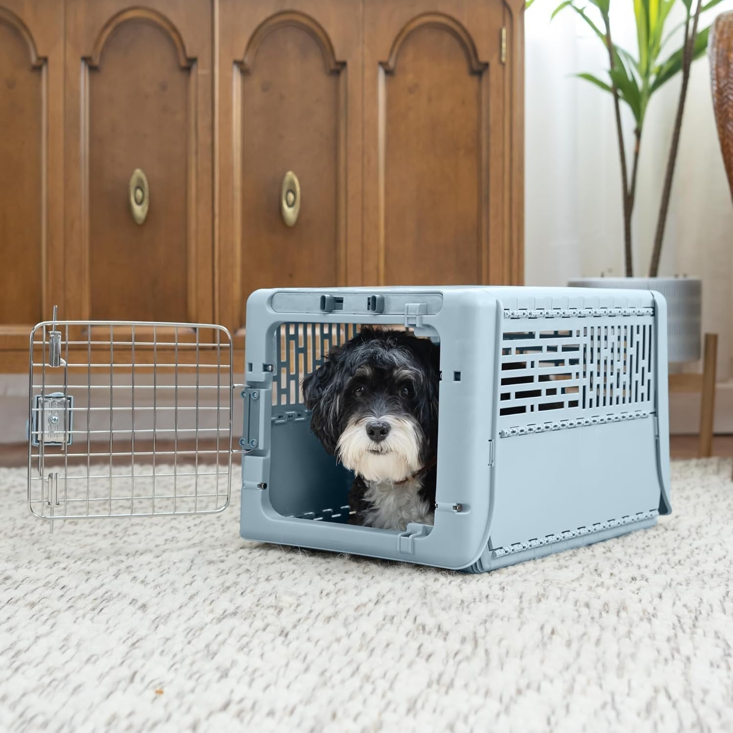 Small Collapsible Pet Kennel 19" Lightweight Portable Crate with Locking Metal