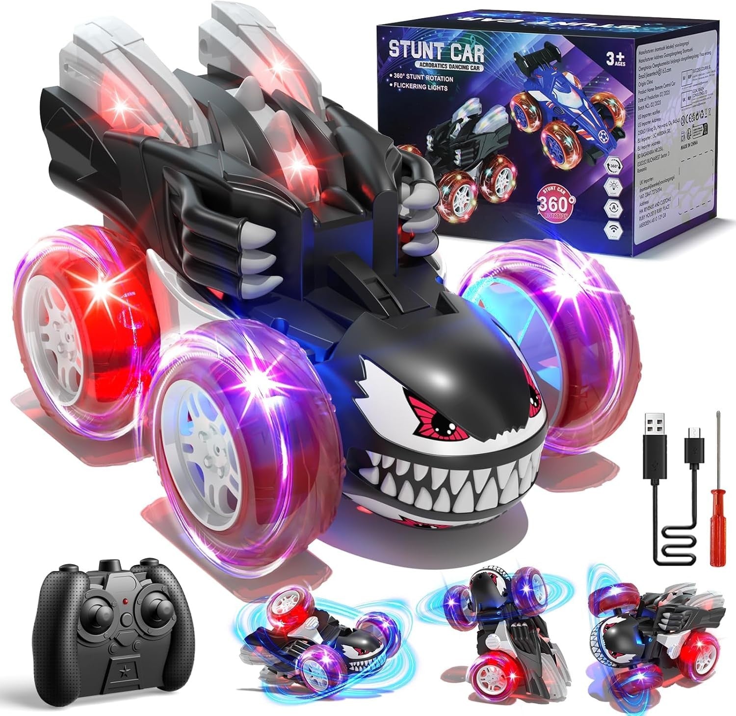 2.4GHz RC Stunt Car 360° Flip Fast 4WD Truck Lights Rechargeable Toy Gift Kids 3