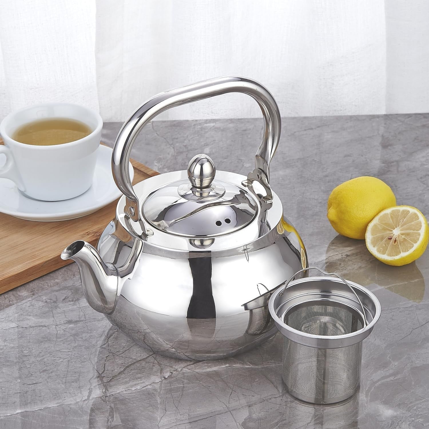 Stainless Steel Teapot 2000ml Tea Pot Infuser Induction Stovetop