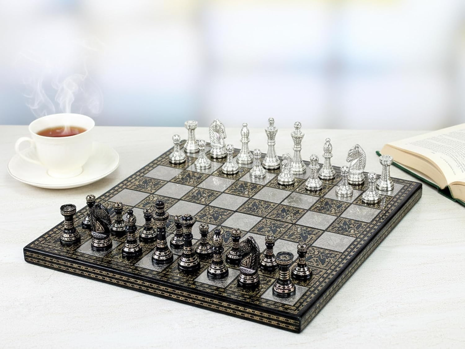 Luxury Brass Chess Set 31cm Board Handcrafted Metal Pieces Premium Gift