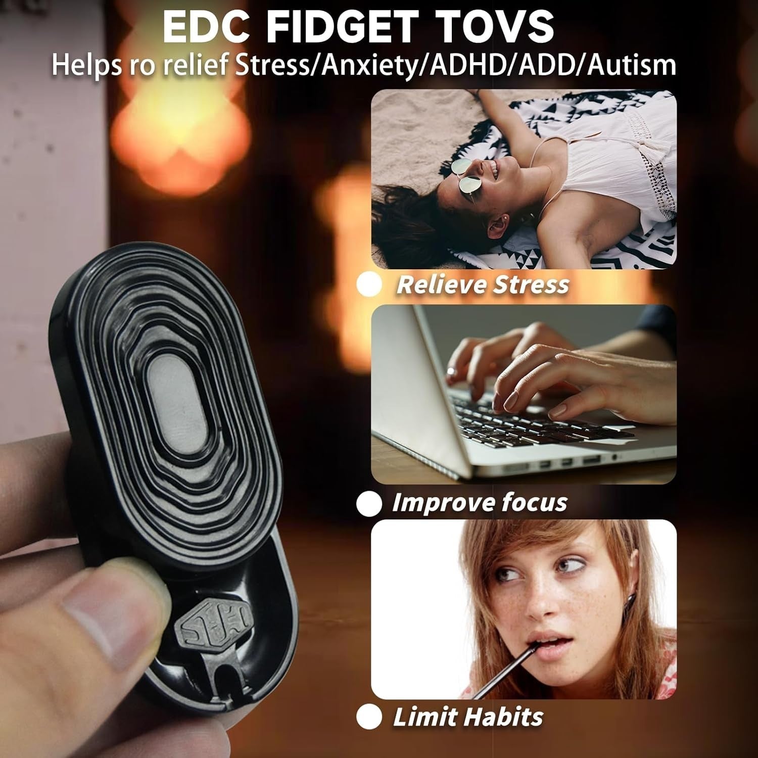 Stainless Steel Mechanical Fidget Slider Ripple EDC Stress Relief Toy