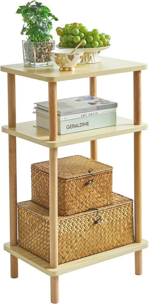 Solid Wood 3-Tier Side Table with Storage Shelves – Sturdy & Stylish