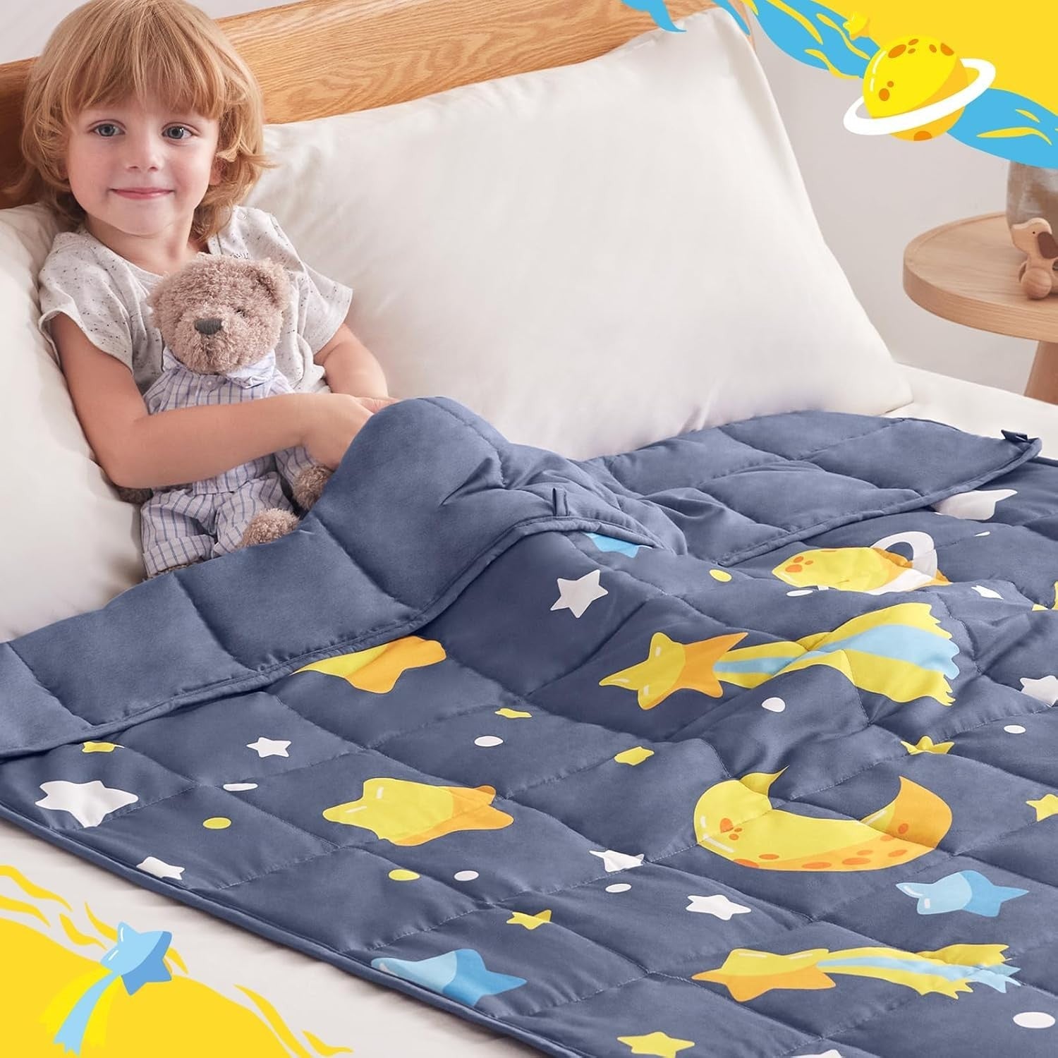 Kids Weighted Blanket 40x60in 7lbs Breathable Cooling Throw Grey Moon