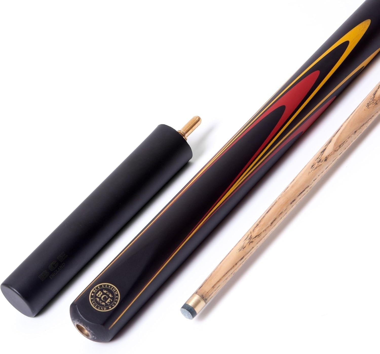 57" 3/4 Cut Ash Snooker Pool Cue 9.5mm Tip Extension Hard Case