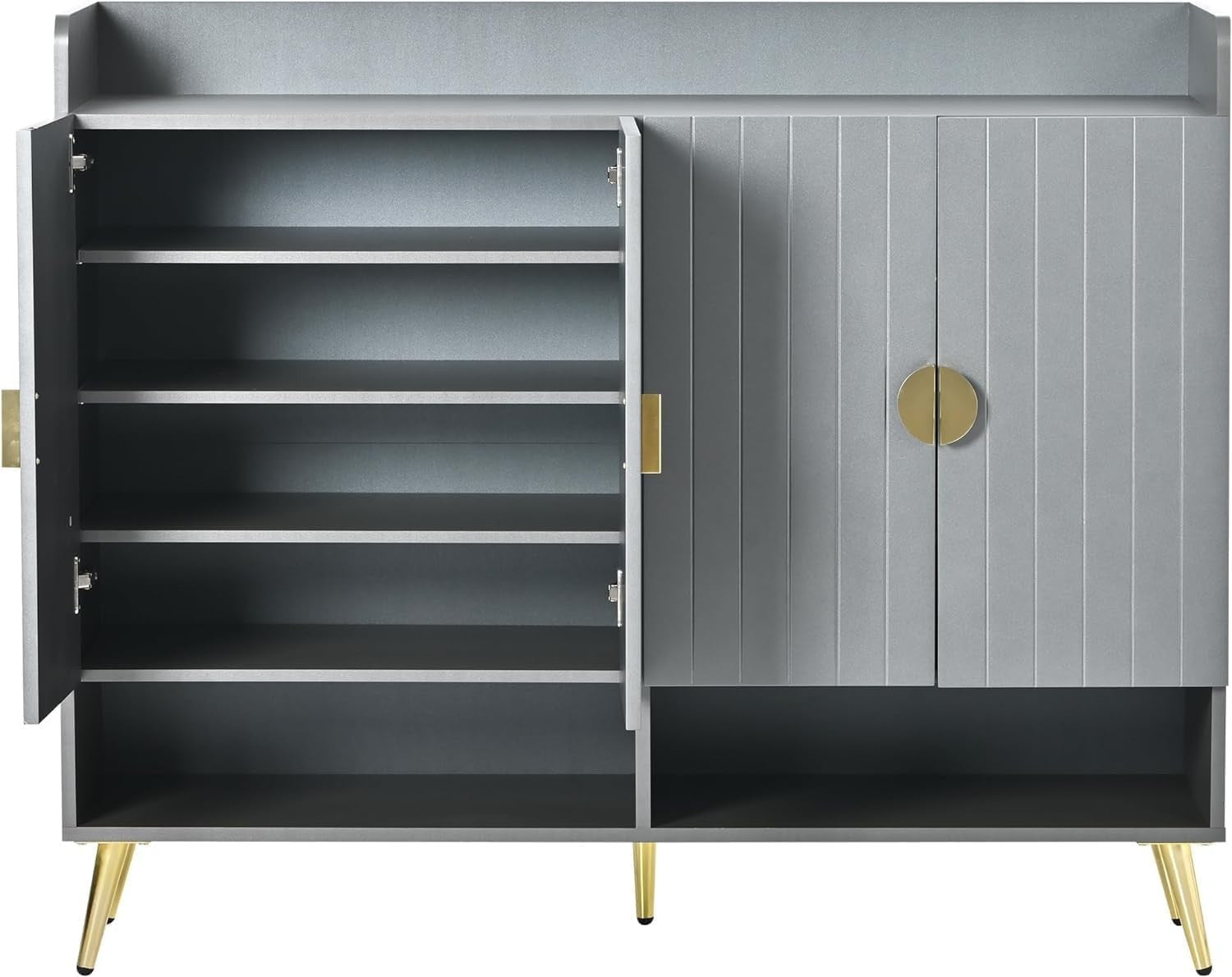 Modern Grey Shoe Storage Cabinet with 11 Shelves, Entryway Organizer