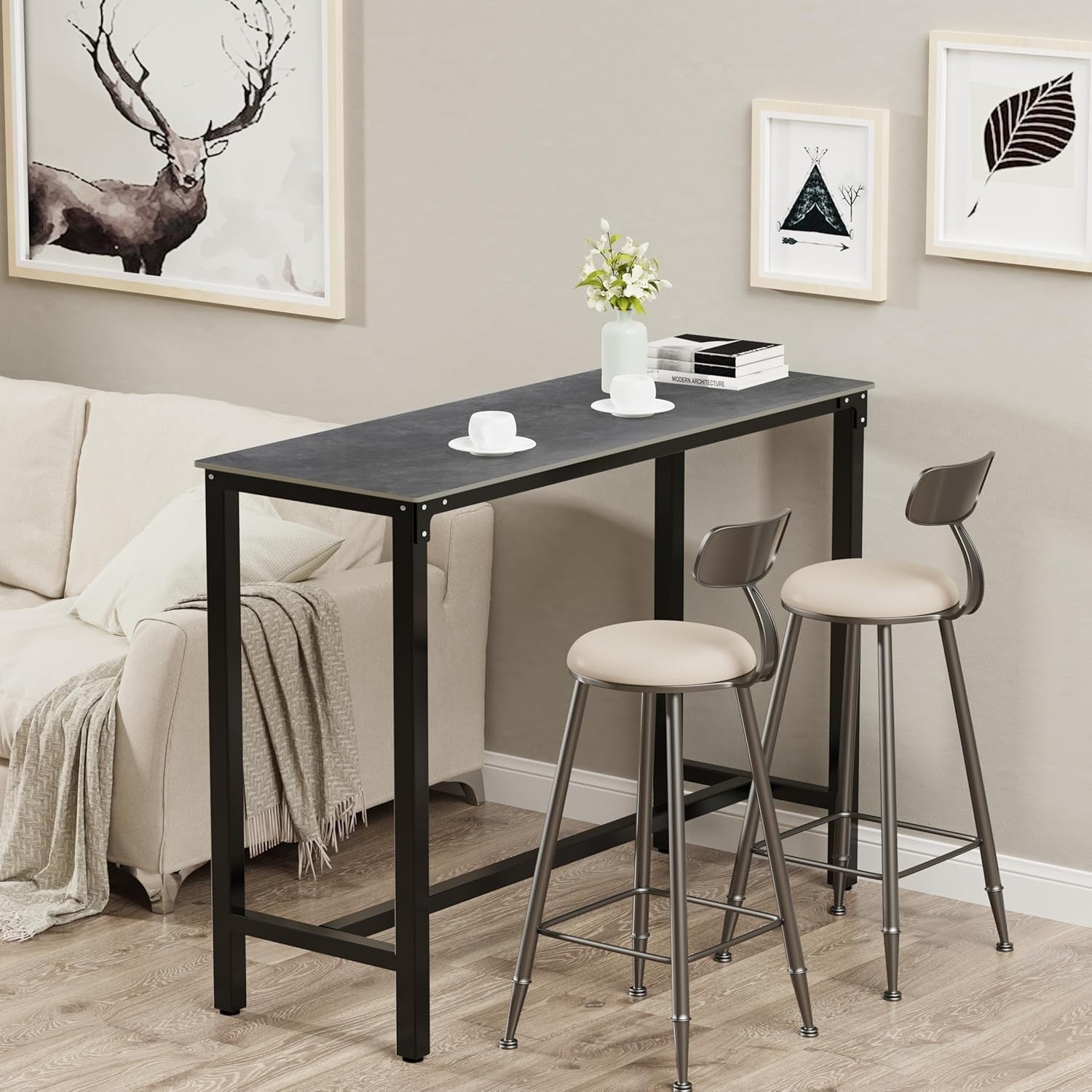 120cm Sintered Stone Bar Table High Counter Dining Table Bar for Kitchen Home