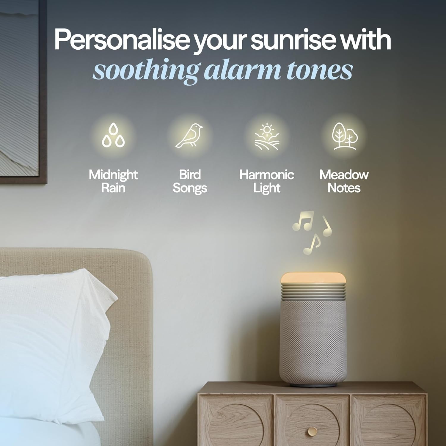 Bedroom Air Purifier Sunrise Wake Light HEPA Quiet Sleep Clock USB