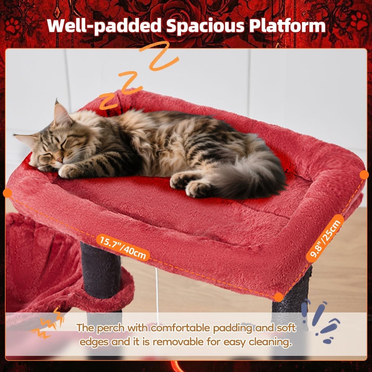 98cm Cat Tree Tower Indoor Scratching Post with Condo Hammock