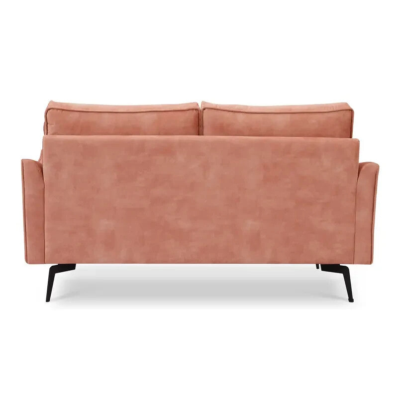 Blush Pink Velvet 2 Seater Sofa with Tufted Cushions & Metal Legs